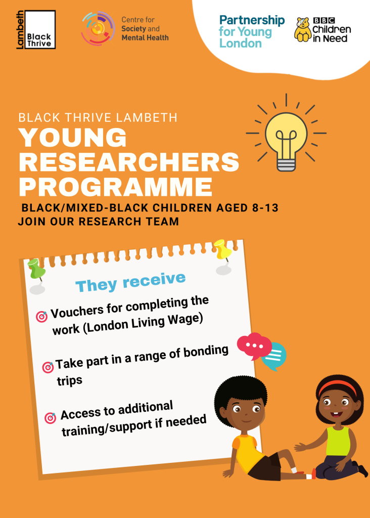 Young researchers programme. We have black young people aged 8-13 joining our research team